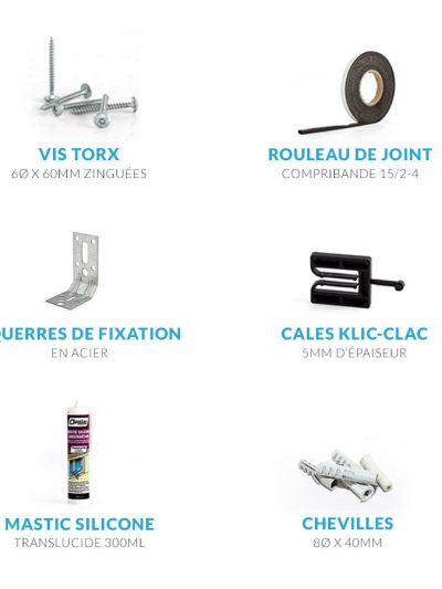 Kit de pose complet pour fenêtre en feuillure avec silicone gris anthracite