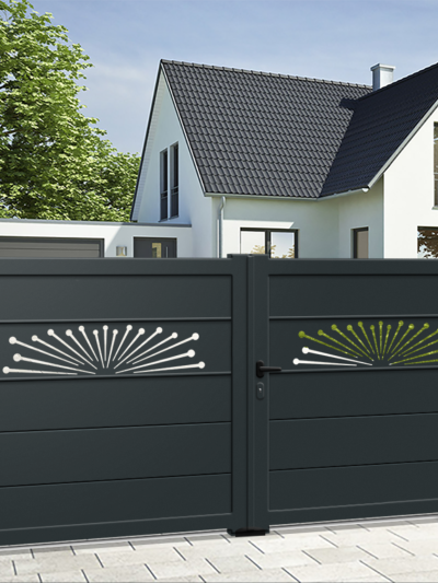 Portail battant aluminium Premium - Semi-ajouré - DENVER